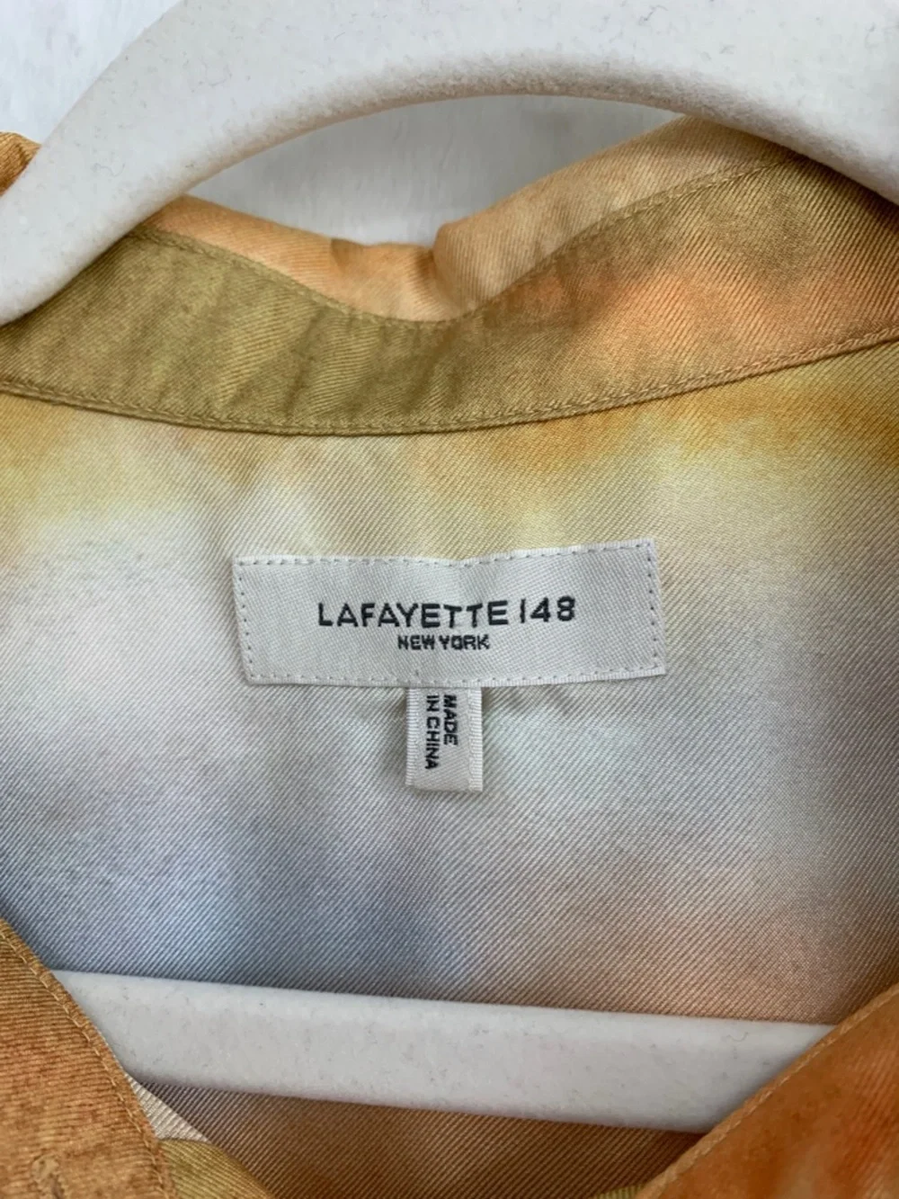 LaFayette 148 Scottie Silk Twill Horizon Print Blouse Sz XL - Picture 9 of 12